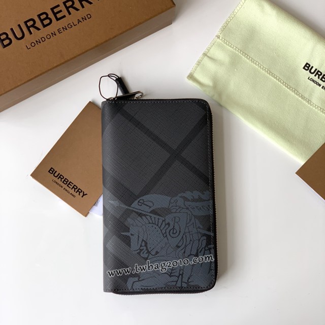 Burberry專門店新款London格紋拉鏈收納袋 巴寶莉男士拉鏈長錢包 yxb1115